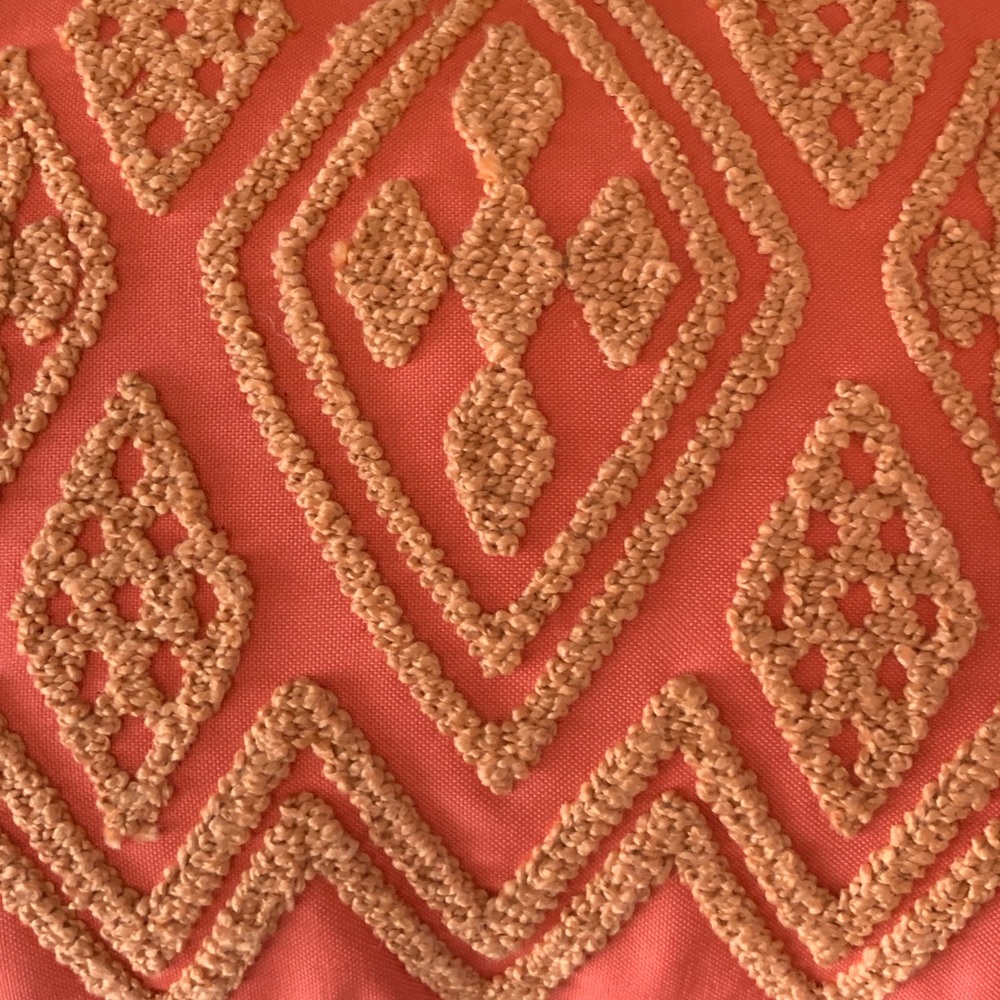 NEW PIER ONE Decorative accent rectangle pillow with tassels; salmon/coral color - Picture 10 of 10